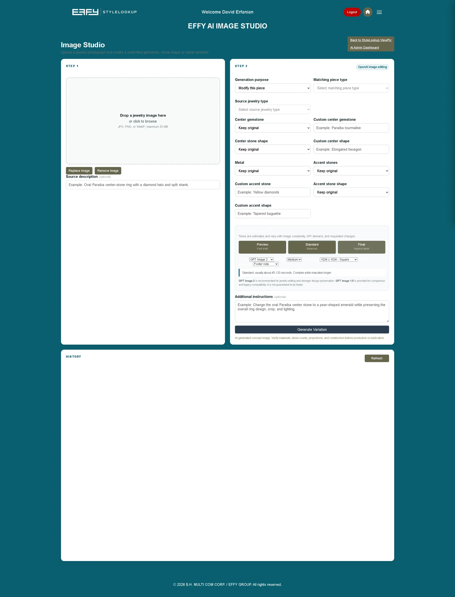 EFFY AI application screenshot