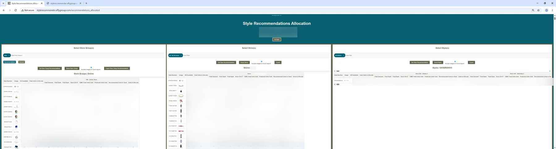 StyleRecommender application screenshot